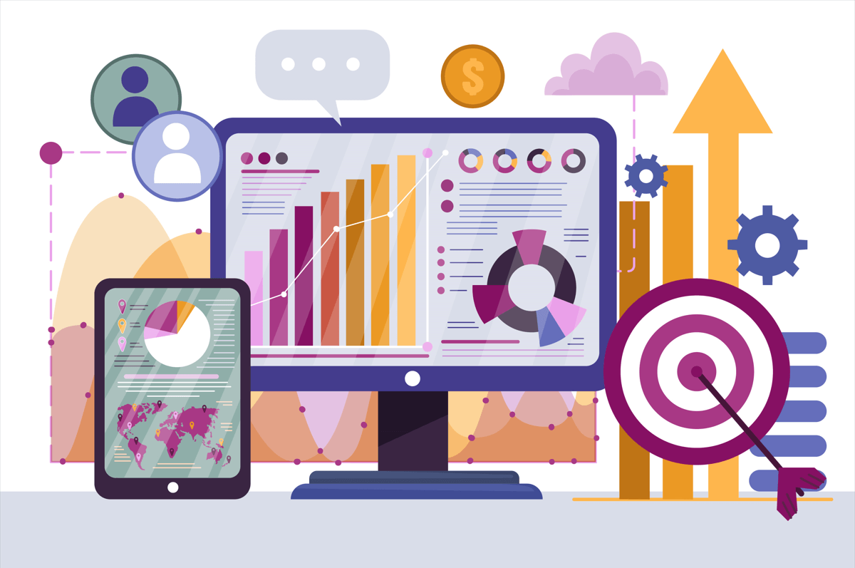 Marketing professionals using data insights and digital tools to develop successful data-driven marketing strategies and improve campaign performance.