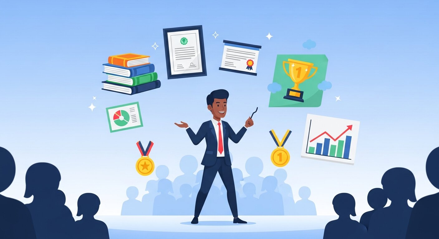 building credibility and authority with professional recognition and audience trust.