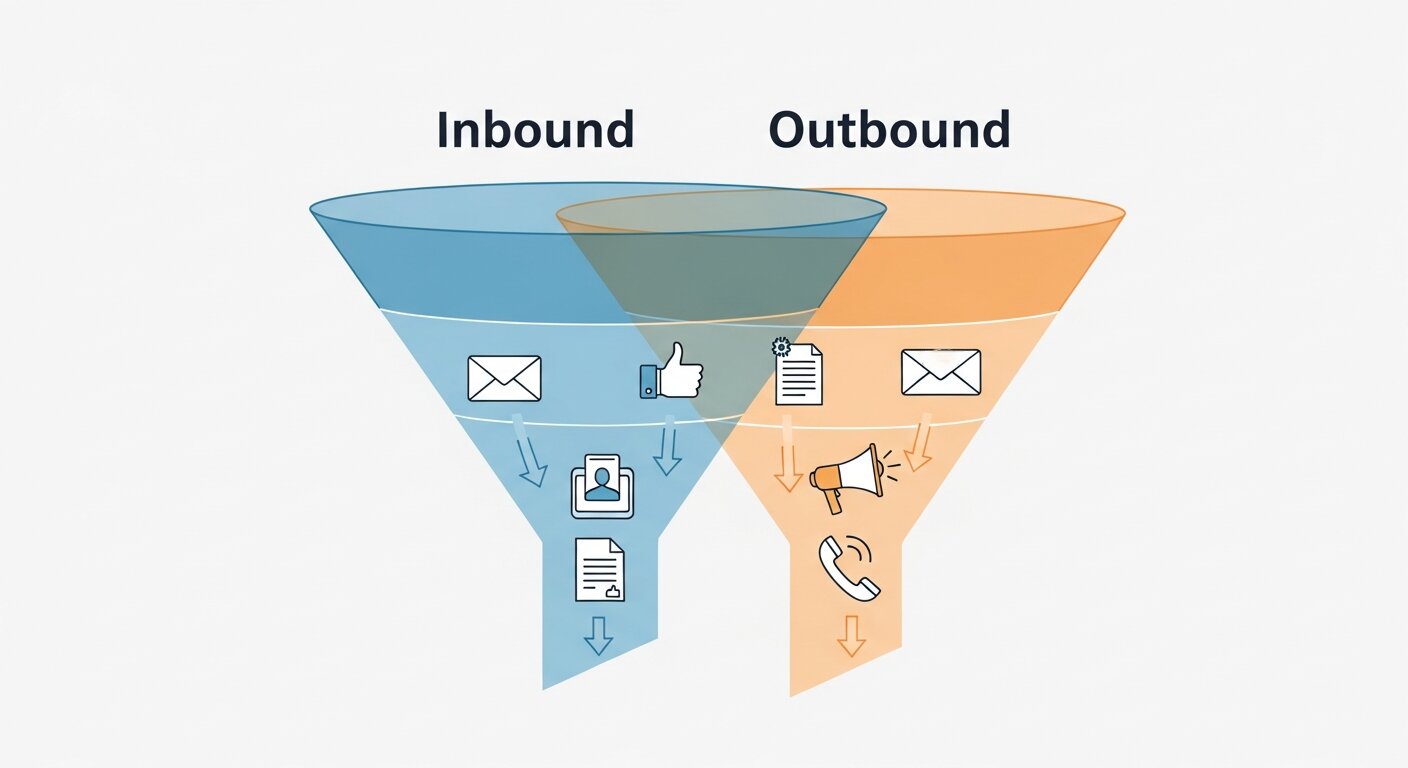 Blending inbound and outbound marketing strategies in a single workflow.