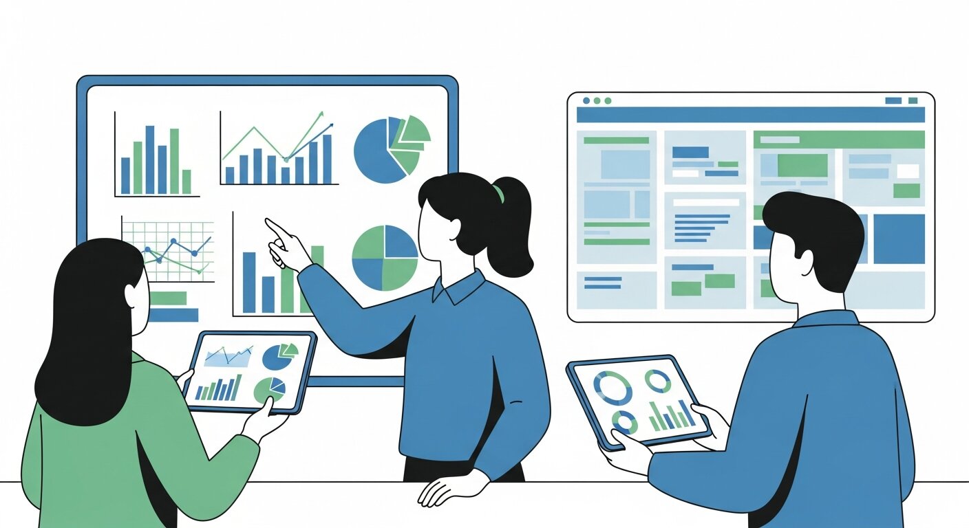 Team creating a data-driven marketing strategy.